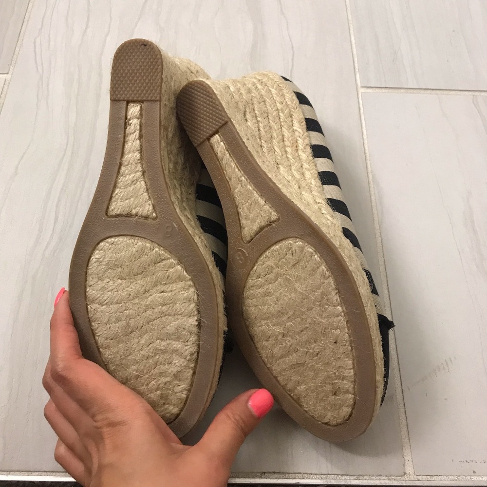 JCrew Espadrilles striped navy and cream, Sz 8